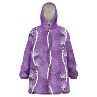 Hawaii Maile Lei Wearable Blanket Hoodie With Violet Monstera Pattern LT05 One Size Violet - Polynesian Pride