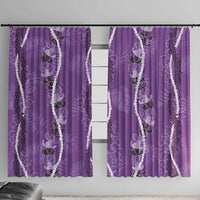 Hawaii Maile Lei Window Curtain With Violet Monstera Pattern LT05 With Hooks Violet - Polynesian Pride