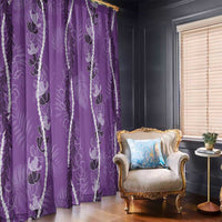 Hawaii Maile Lei Window Curtain With Violet Monstera Pattern LT05 - Polynesian Pride