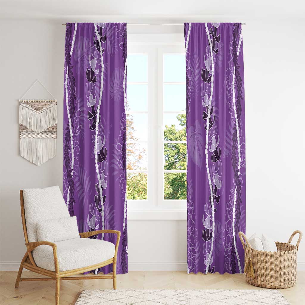 Hawaii Maile Lei Window Curtain With Violet Monstera Pattern LT05 - Polynesian Pride