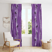 Hawaii Maile Lei Window Curtain With Violet Monstera Pattern LT05 - Polynesian Pride