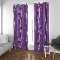 Hawaii Maile Lei Window Curtain With Violet Monstera Pattern LT05 With Grommets Violet - Polynesian Pride