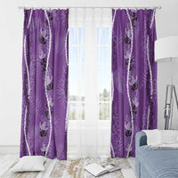 Hawaii Maile Lei Window Curtain With Violet Monstera Pattern LT05 - Polynesian Pride