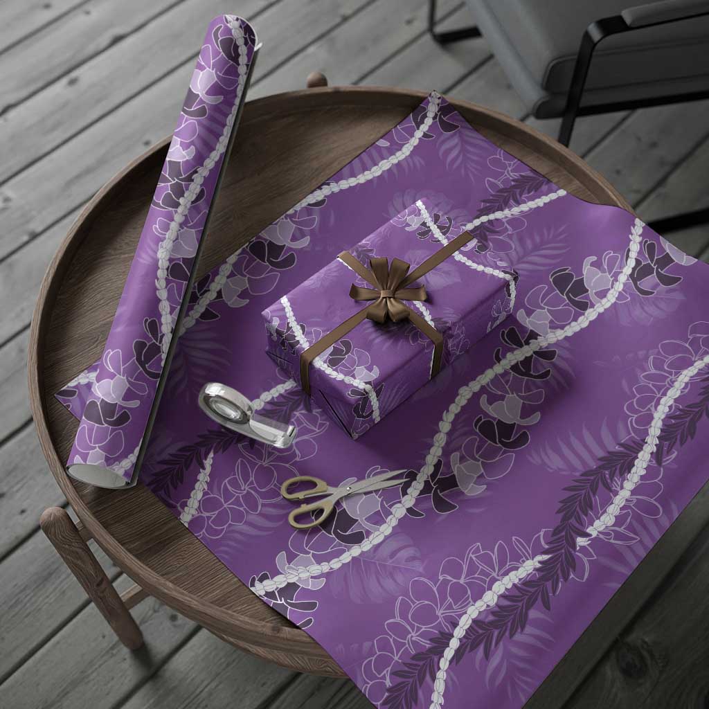 Hawaii Maile Lei Wrapping Paper With Violet Monstera Pattern LT05 - Polynesian Pride