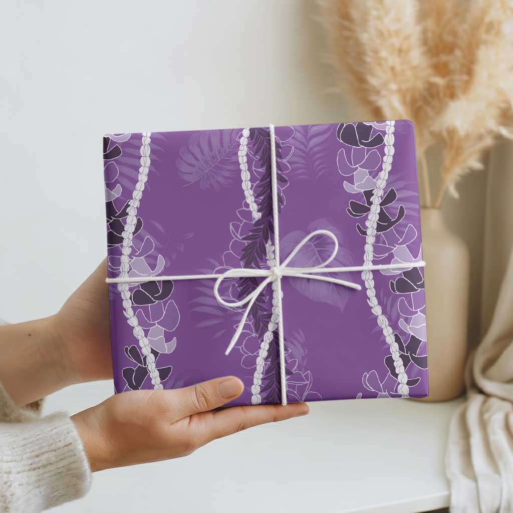 Hawaii Maile Lei Wrapping Paper With Violet Monstera Pattern LT05 - Polynesian Pride