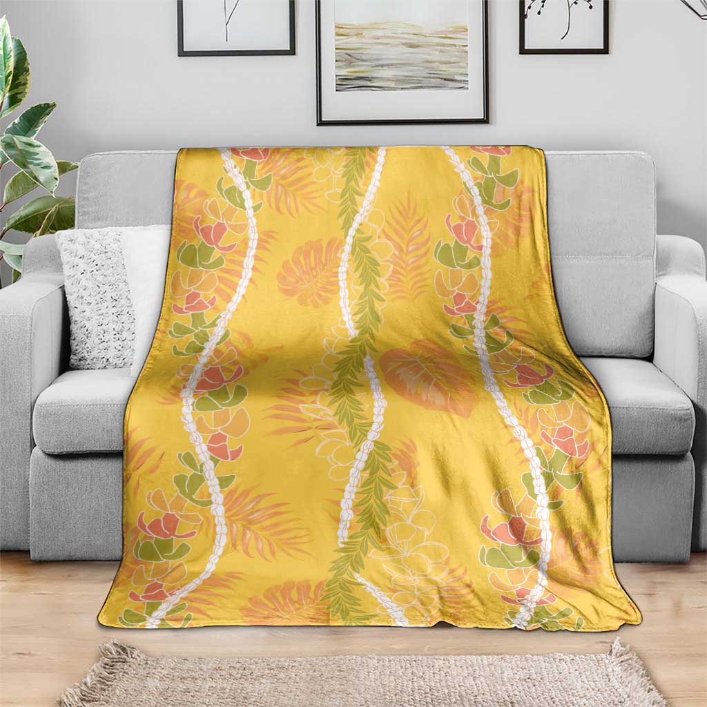 Hawaii Maile Lei Blanket With Yellow Monstera Pattern LT05 - Polynesian Pride