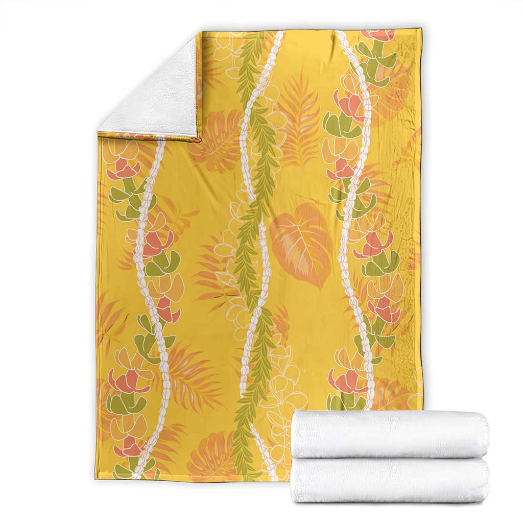 Hawaii Maile Lei Blanket With Yellow Monstera Pattern LT05 - Polynesian Pride
