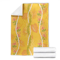 Hawaii Maile Lei Blanket With Yellow Monstera Pattern LT05 - Polynesian Pride
