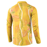 Hawaii Maile Lei Button Sweatshirt With Yellow Monstera Pattern LT05 - Polynesian Pride