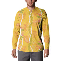 Hawaii Maile Lei Button Sweatshirt With Yellow Monstera Pattern LT05 - Polynesian Pride