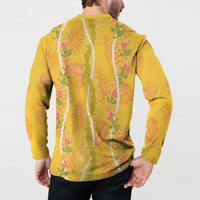Hawaii Maile Lei Button Sweatshirt With Yellow Monstera Pattern LT05 - Polynesian Pride