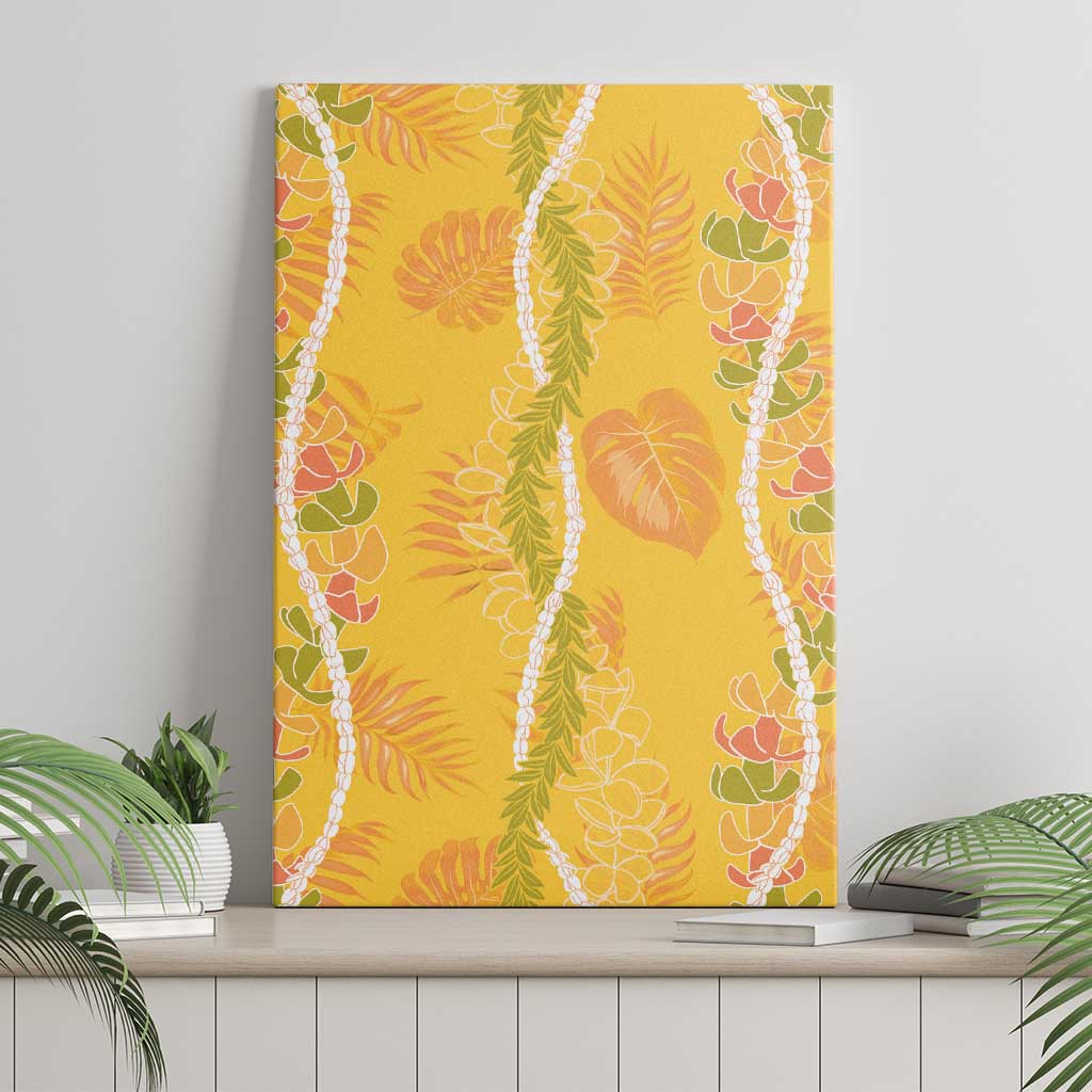 Hawaii Maile Lei Canvas Wall Art With Yellow Monstera Pattern LT05 - Polynesian Pride