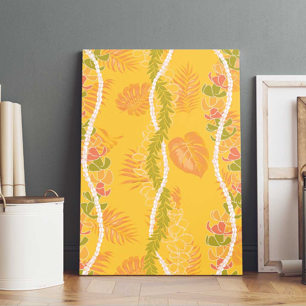 Hawaii Maile Lei Canvas Wall Art With Yellow Monstera Pattern LT05 - Polynesian Pride