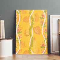 Hawaii Maile Lei Canvas Wall Art With Yellow Monstera Pattern LT05 - Polynesian Pride