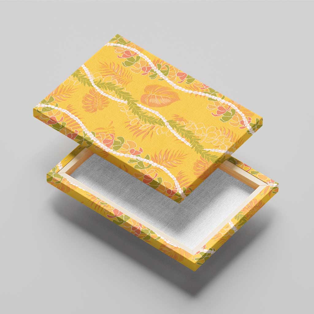 Hawaii Maile Lei Canvas Wall Art With Yellow Monstera Pattern LT05 - Polynesian Pride