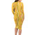 Hawaii Maile Lei Family Matching Long Sleeve Bodycon Dress and Hawaiian Shirt With Yellow Monstera Pattern