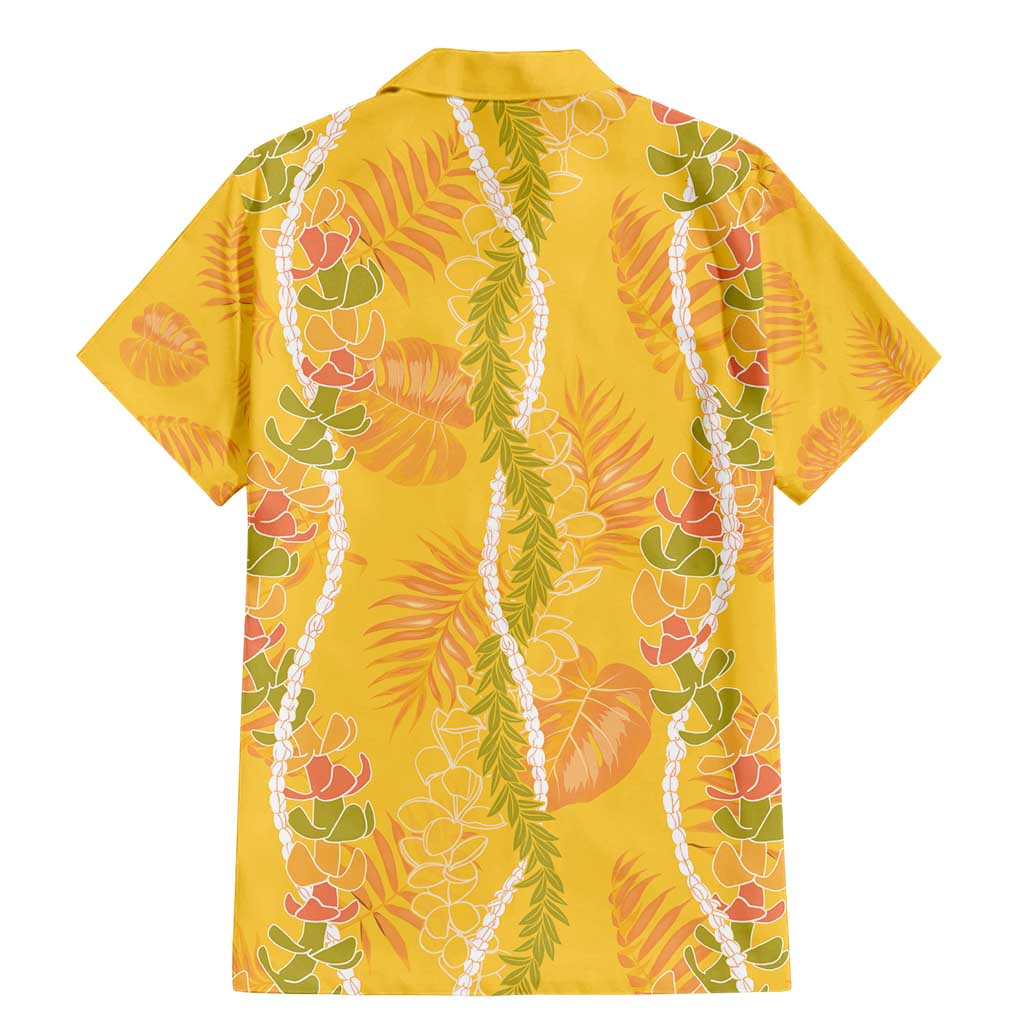 Hawaii Maile Lei Family Matching Mermaid Dress and Hawaiian Shirt With Yellow Monstera Pattern