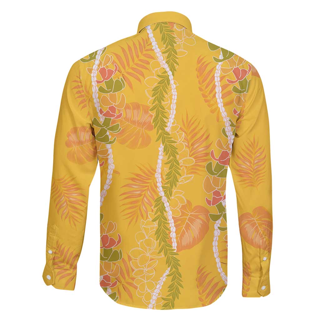 Hawaii Maile Lei Family Matching Puletasi and Hawaiian Shirt With Yellow Monstera Pattern