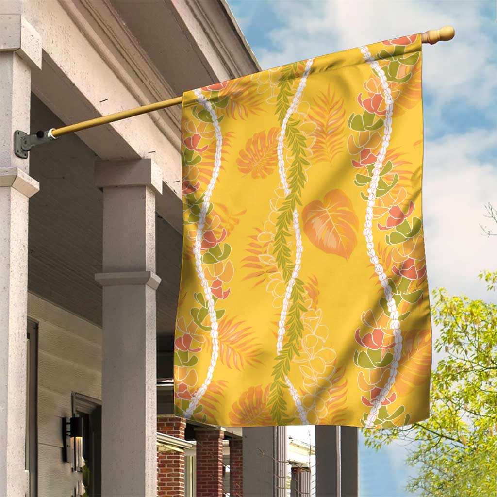 Hawaii Maile Lei Garden Flag With Yellow Monstera Pattern LT05 House Flag Yellow - Polynesian Pride