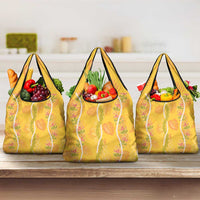 Hawaii Maile Lei Grocery Bag With Yellow Monstera Pattern LT05 3-pack One Size Yellow - Polynesian Pride