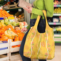 Hawaii Maile Lei Grocery Bag With Yellow Monstera Pattern LT05 - Polynesian Pride
