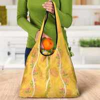 Hawaii Maile Lei Grocery Bag With Yellow Monstera Pattern LT05 - Polynesian Pride