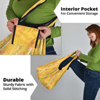Hawaii Maile Lei Grocery Bag With Yellow Monstera Pattern LT05 - Polynesian Pride