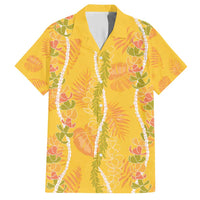 Hawaii Maile Lei Hawaiian Shirt With Yellow Monstera Pattern LT05 Yellow - Polynesian Pride