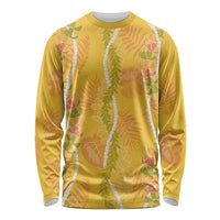 Hawaii Maile Lei Long Sleeve Shirt With Yellow Monstera Pattern LT05 Unisex Yellow - Polynesian Pride