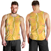 Hawaii Maile Lei Men Tank Top With Yellow Monstera Pattern LT05 - Polynesian Pride