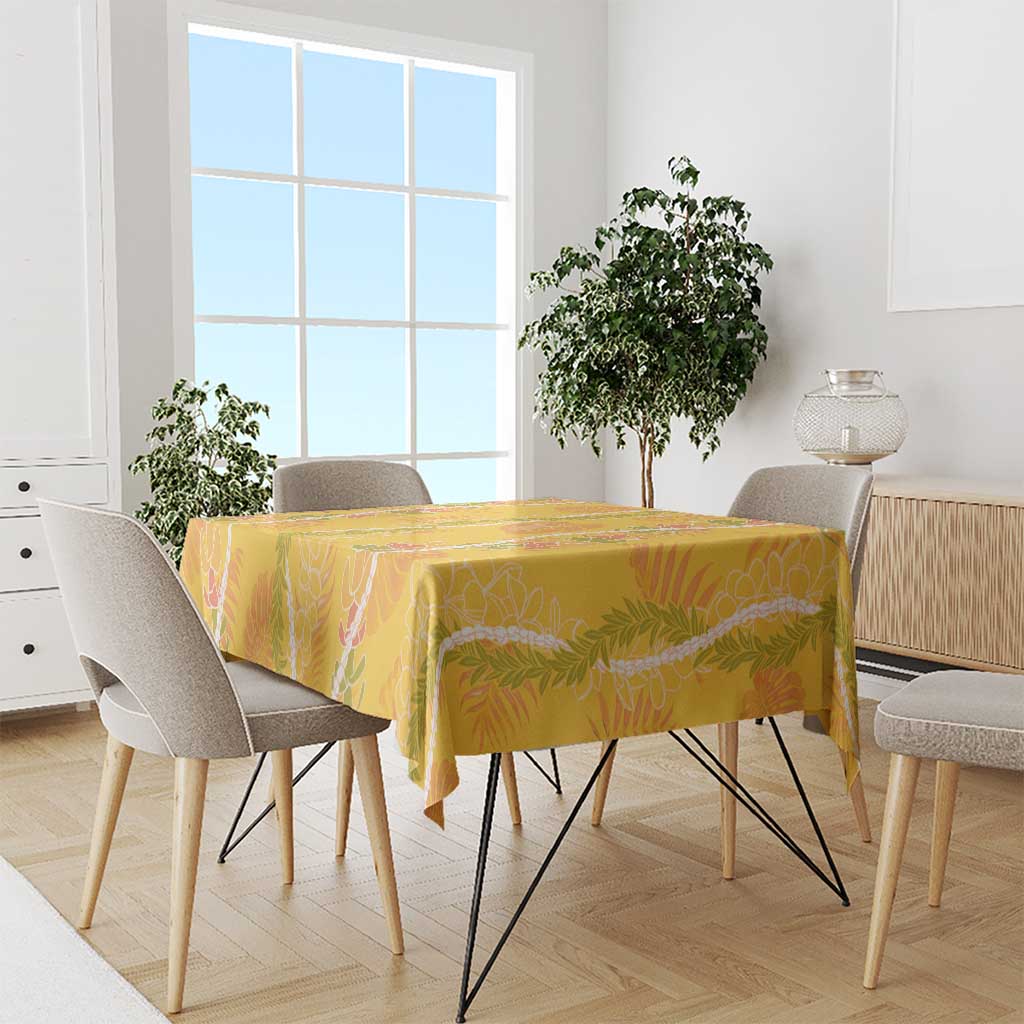 Hawaii Maile Lei Tablecloth With Yellow Monstera Pattern LT05 - Polynesian Pride