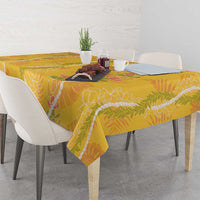 Hawaii Maile Lei Tablecloth With Yellow Monstera Pattern LT05 - Polynesian Pride