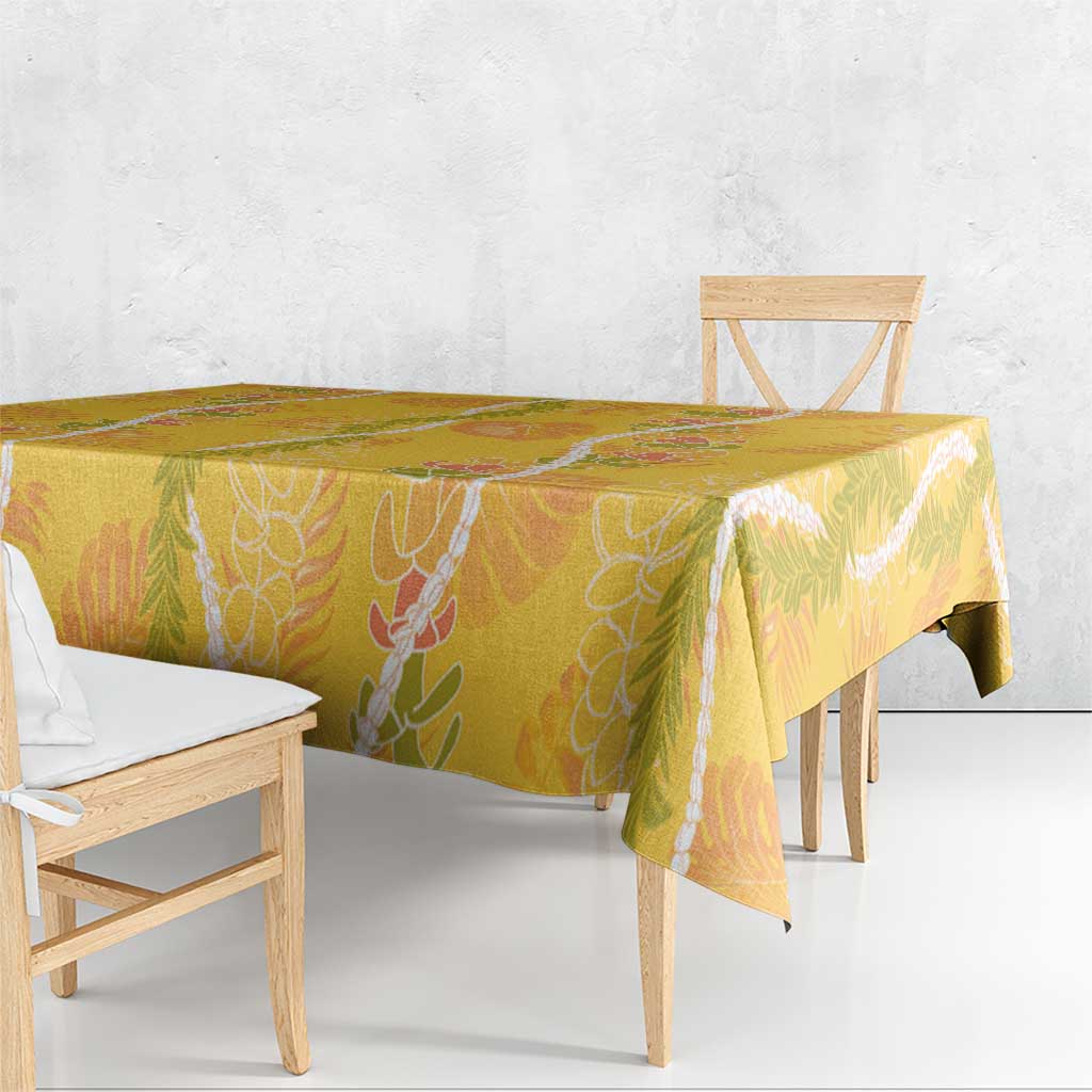 Hawaii Maile Lei Tablecloth With Yellow Monstera Pattern LT05 - Polynesian Pride