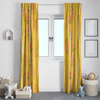 Hawaii Maile Lei Window Curtain With Yellow Monstera Pattern LT05 - Polynesian Pride