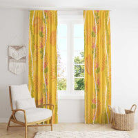 Hawaii Maile Lei Window Curtain With Yellow Monstera Pattern LT05 - Polynesian Pride