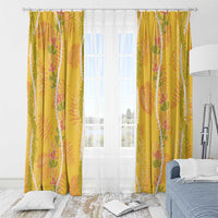 Hawaii Maile Lei Window Curtain With Yellow Monstera Pattern LT05 - Polynesian Pride