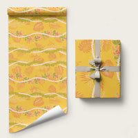 Hawaii Maile Lei Wrapping Paper With Yellow Monstera Pattern LT05 58" × 23" Yellow - Polynesian Pride