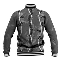 Hawaii Maile Lei Baseball Jacket With Gray Monstera Pattern LT05 - Polynesian Pride