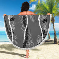 Hawaii Maile Lei Beach Blanket With Gray Monstera Pattern LT05 - Polynesian Pride