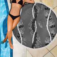 Hawaii Maile Lei Beach Blanket With Gray Monstera Pattern LT05 - Polynesian Pride