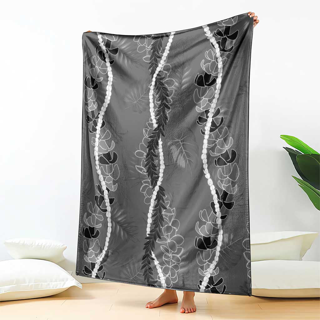 Hawaii Maile Lei Blanket With Gray Monstera Pattern LT05 - Polynesian Pride