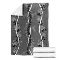 Hawaii Maile Lei Blanket With Gray Monstera Pattern LT05 - Polynesian Pride