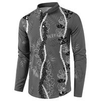 Hawaii Maile Lei Button Sweatshirt With Gray Monstera Pattern LT05 - Polynesian Pride
