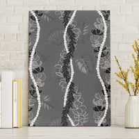 Hawaii Maile Lei Canvas Wall Art With Gray Monstera Pattern LT05 Without Frame Gray - Polynesian Pride