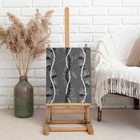 Hawaii Maile Lei Canvas Wall Art With Gray Monstera Pattern LT05 - Polynesian Pride