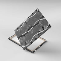 Hawaii Maile Lei Canvas Wall Art With Gray Monstera Pattern LT05 With Frame Gray - Polynesian Pride
