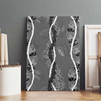 Hawaii Maile Lei Canvas Wall Art With Gray Monstera Pattern LT05 - Polynesian Pride