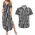 Hawaii Maile Lei Couples Matching Summer Maxi Dress and Hawaiian Shirt With Gray Monstera Pattern
