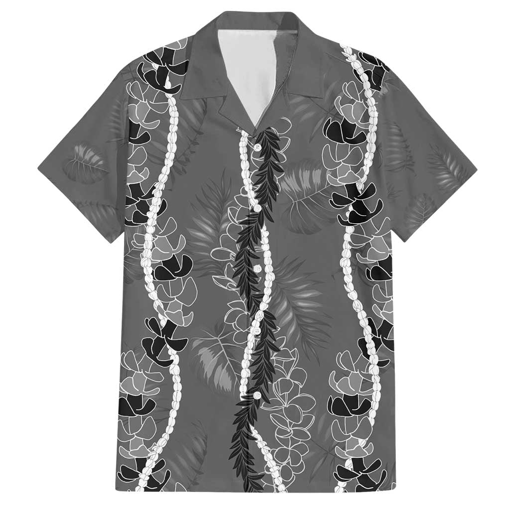 Hawaii Maile Lei Family Matching Short Sleeve Bodycon Dress and Hawaiian Shirt With Gray Monstera Pattern
