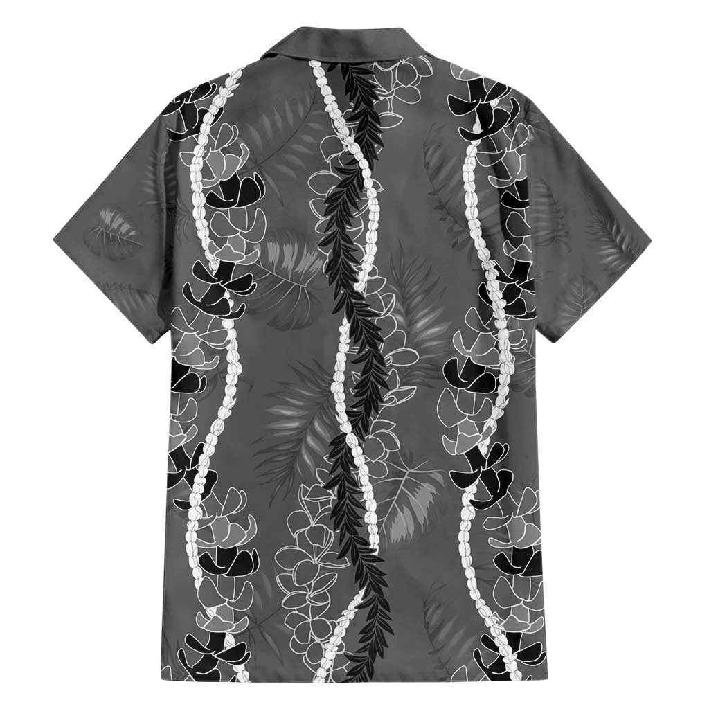 Hawaii Maile Lei Family Matching Short Sleeve Bodycon Dress and Hawaiian Shirt With Gray Monstera Pattern
